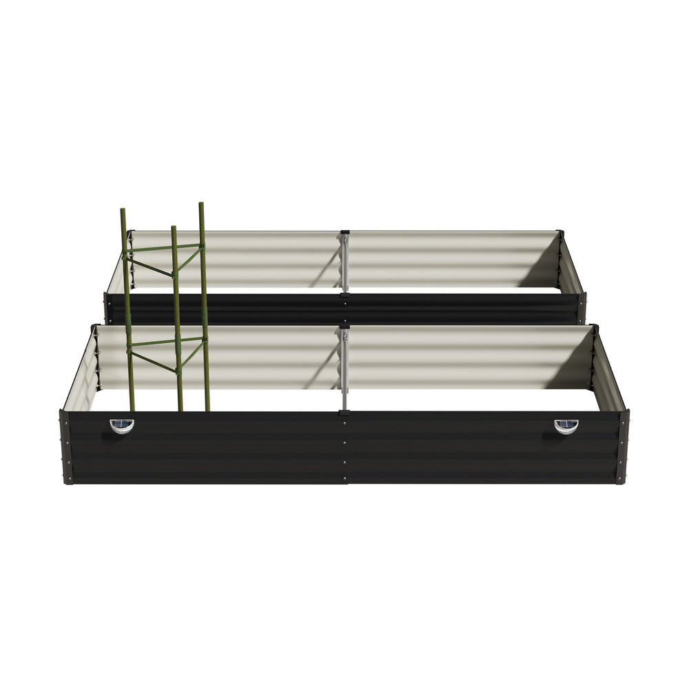 2x Garden Bed 210x90x30cm LED Plant Stand Box Galvanise