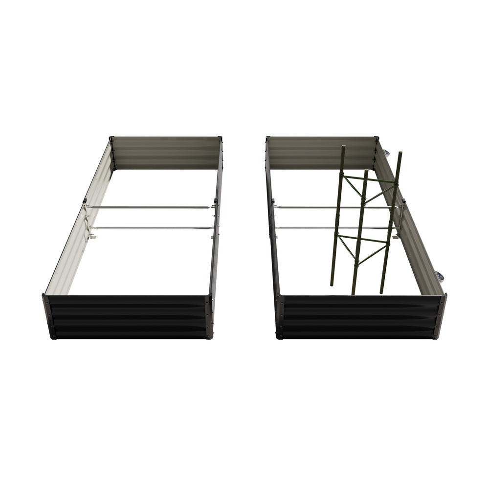 4x Garden Bed 210x90x30cm LED Plant Stand Box Galvanise