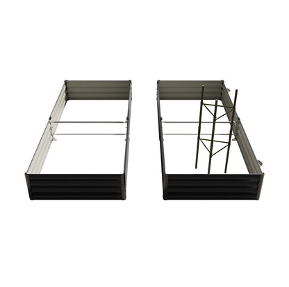 4x Garden Bed 210x90x30cm LED Plant Stand Box Galvanise