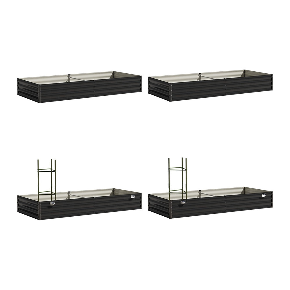 2x Garden Bed 210x90x30cm LED Plant Stand Box Galvanise