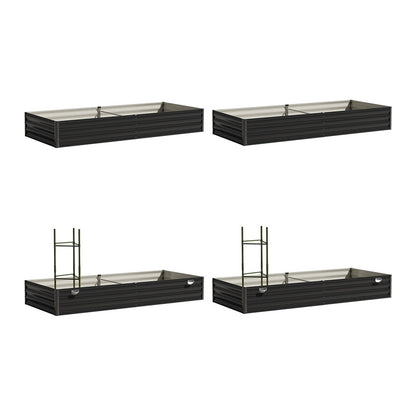 2x Garden Bed 210x90x30cm LED Plant Stand Box Galvanise