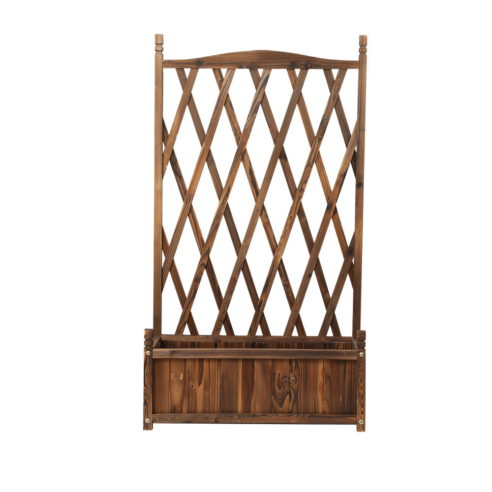 2pc Wooden Garden Bed with Trellis-Aluminium grey