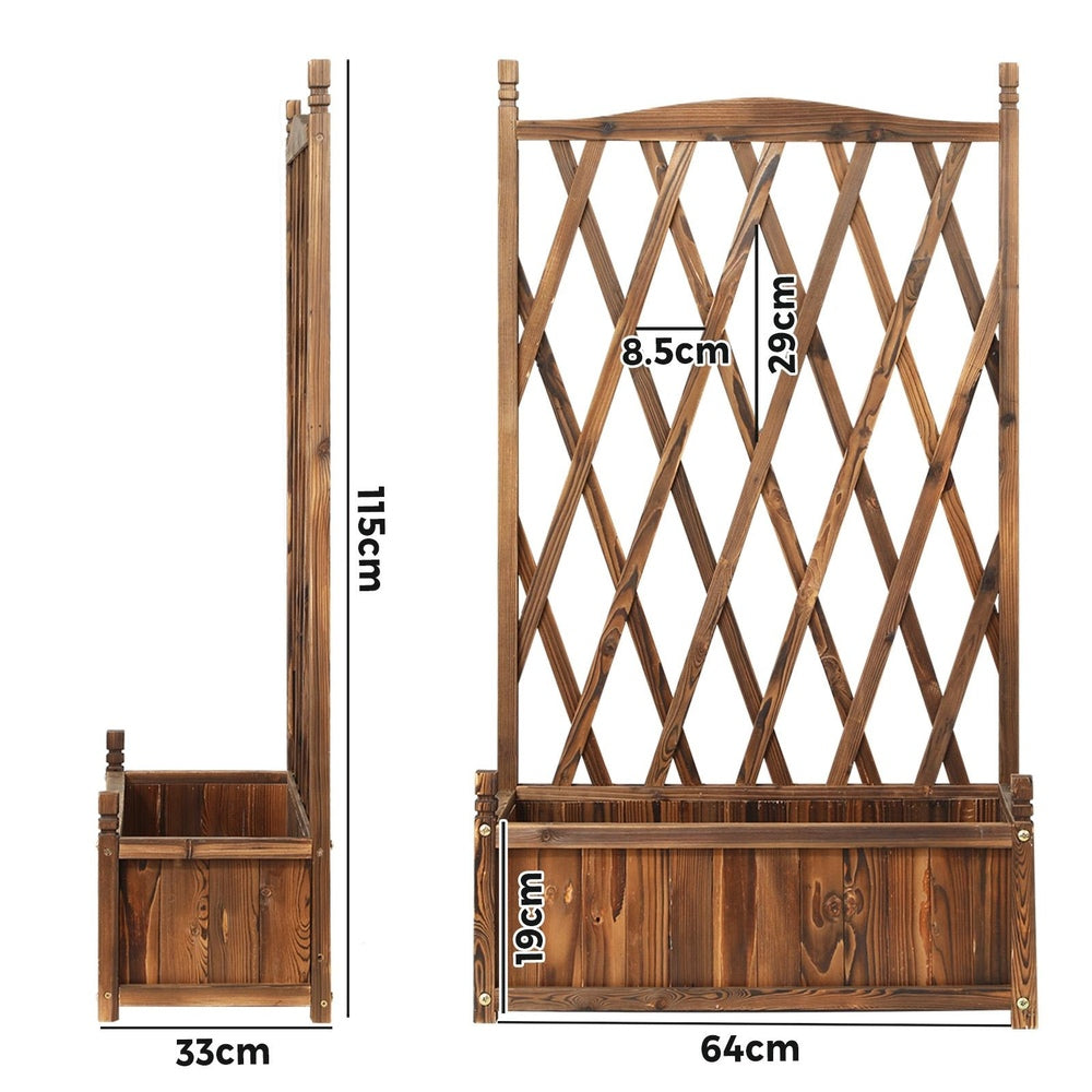 2pc Wooden Garden Bed with Trellis-Aluminium grey