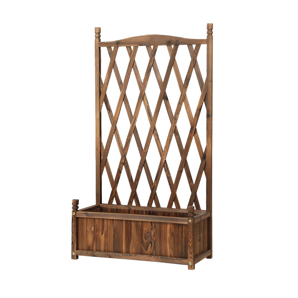 2pc Wooden Garden Bed with Trellis-Aluminium grey