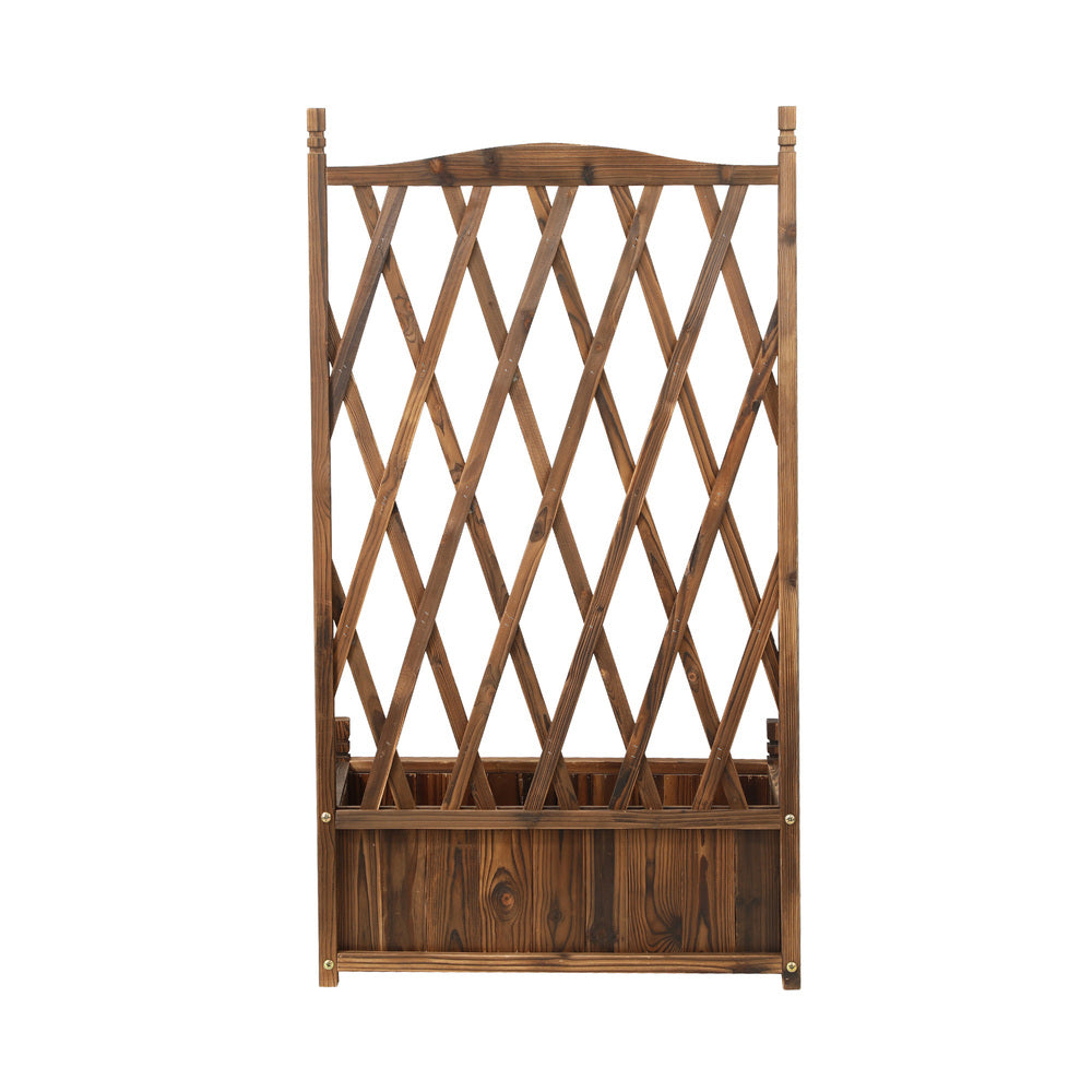 2pc Wooden Garden Bed with Trellis-Aluminium grey