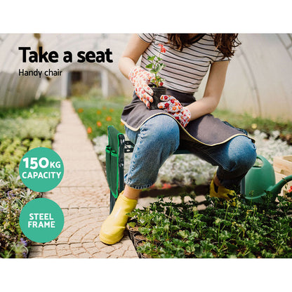 Garden Kneeler 3-In-1 Padded Seat Stool Outdoor Bench Knee Pad Foldable