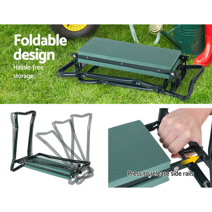 Garden Kneeler 3-In-1 Padded Seat Stool Outdoor Bench Knee Pad Foldable