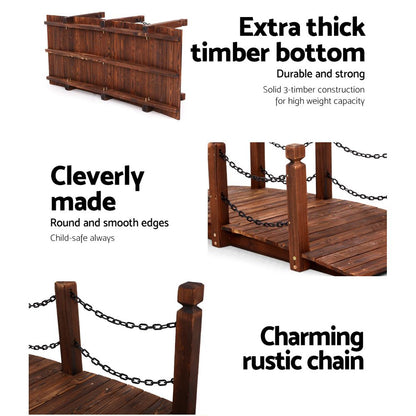 Garden Decor Outdoor Ornament Wooden Bridge Chain 160Cm