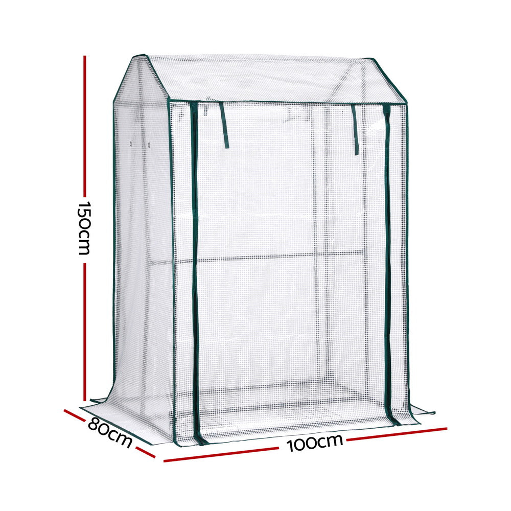 Mini Greenhouse PE Cover Green House Roll-Up Zippered Door 1.0x0.8x1.5M
