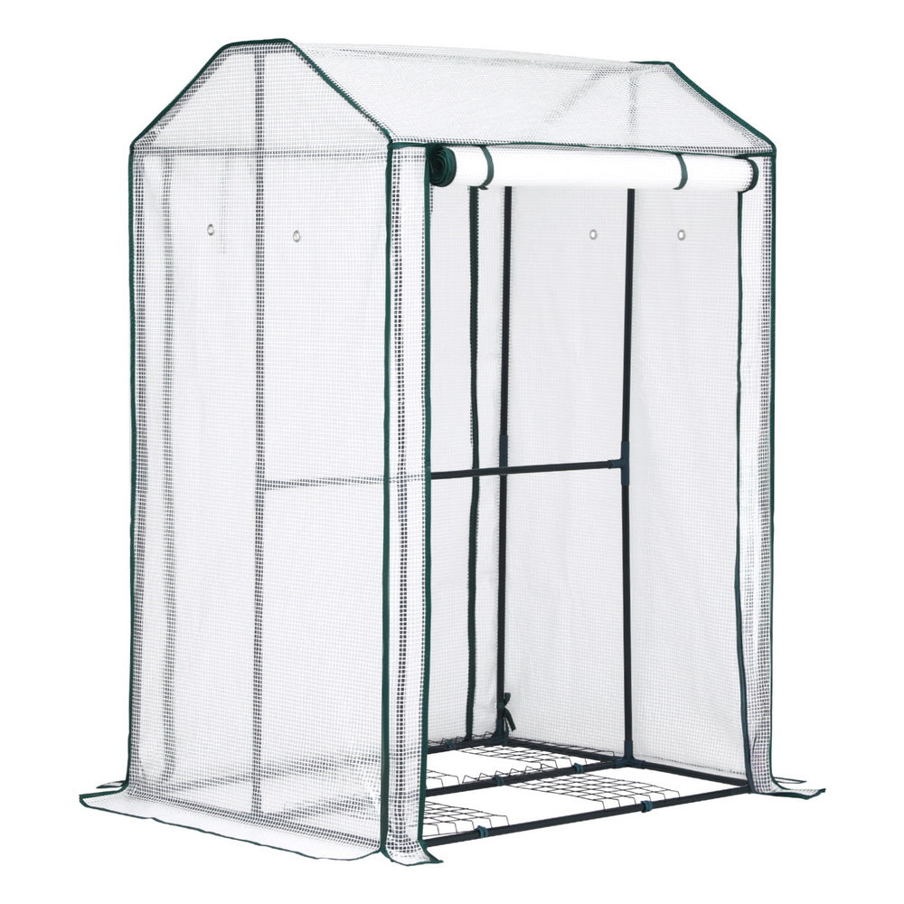 Mini Greenhouse PE Cover Green House Roll-Up Zippered Door 1.0x0.8x1.5M