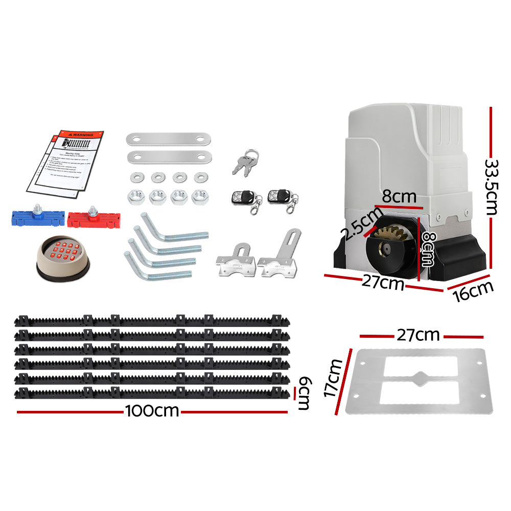 Automatic Sliding Gate Opener Kit Keypad 6M 1800Kg