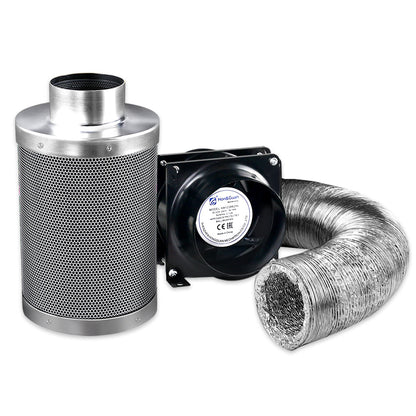 4" Ventilation Kit with Fan, Carbon Filter & Duct - Hydroponics Grow Tent