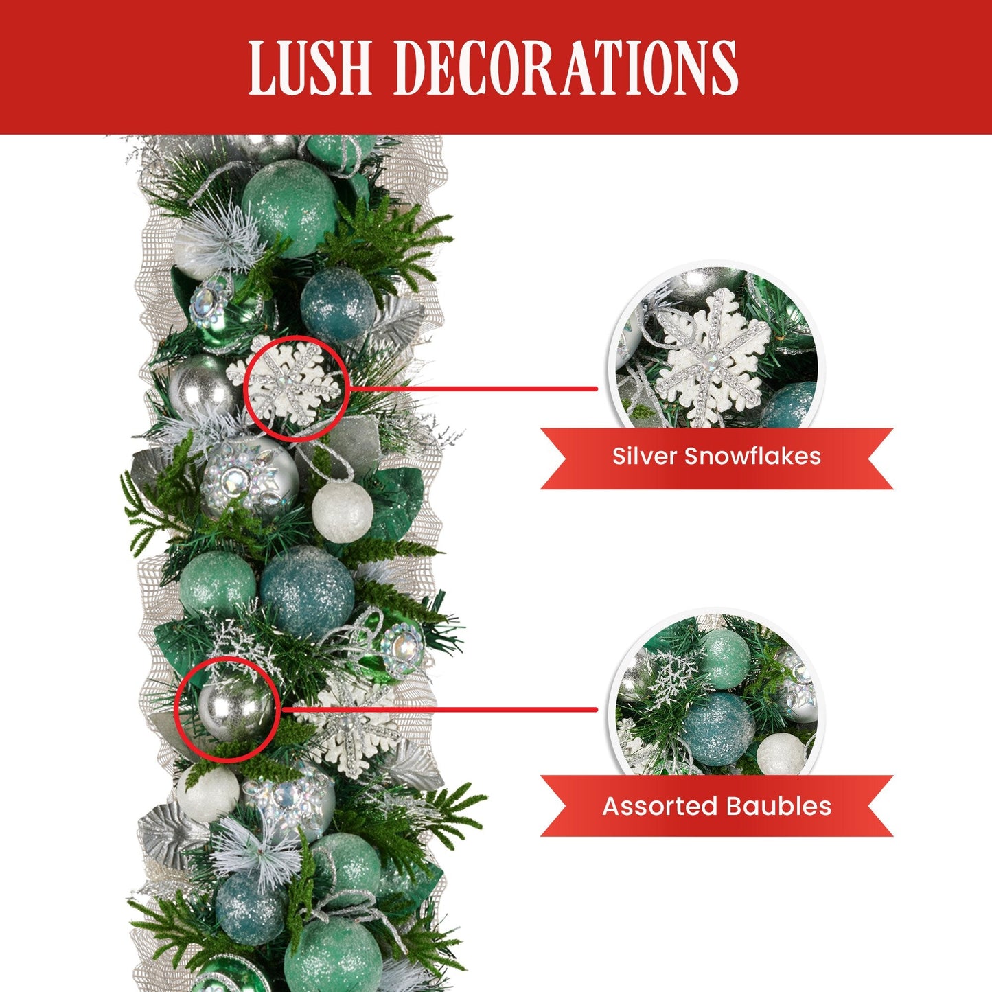 Mint Luxe Christmas Garland - 100cm