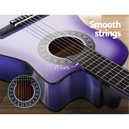34 Inch Classical Guitar Wooden Body Nylon String W/ Stand Beignner Purple