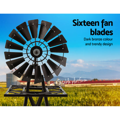 Garden Windmill 120Cm Metal Ornaments Outdoor Décor