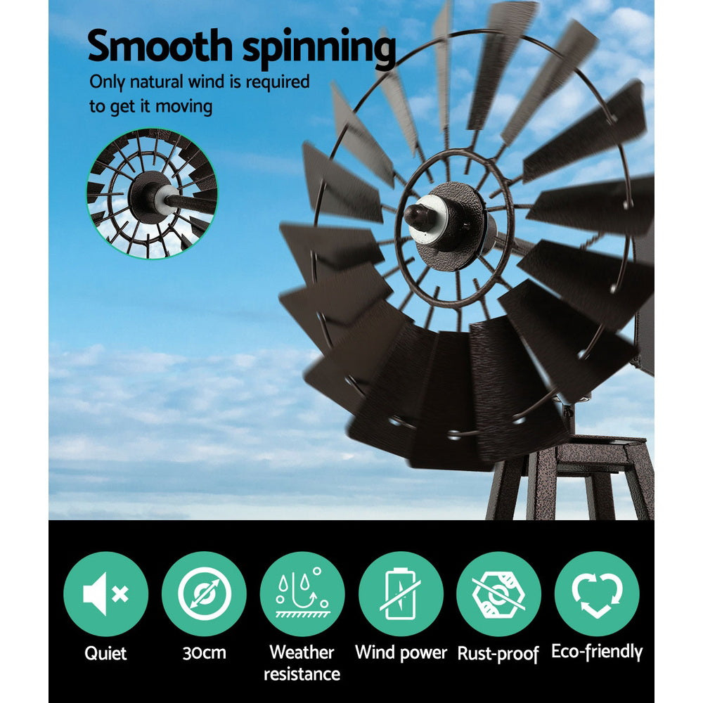 Garden Windmill 120Cm Metal Ornaments Outdoor Décor