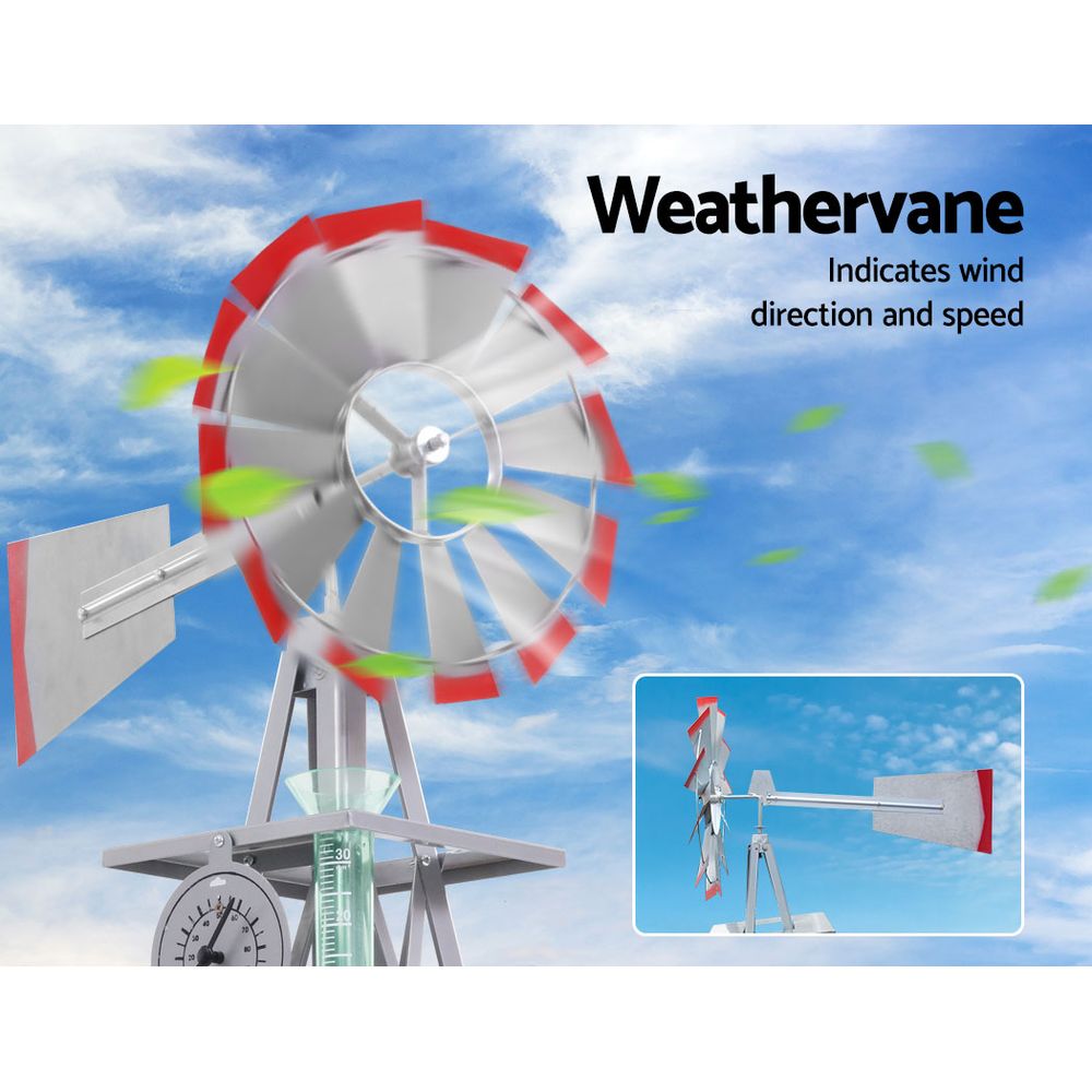 Garden Windmill 6Ft 186Cm Metal Ornaments Outdoor Decor Wind Will