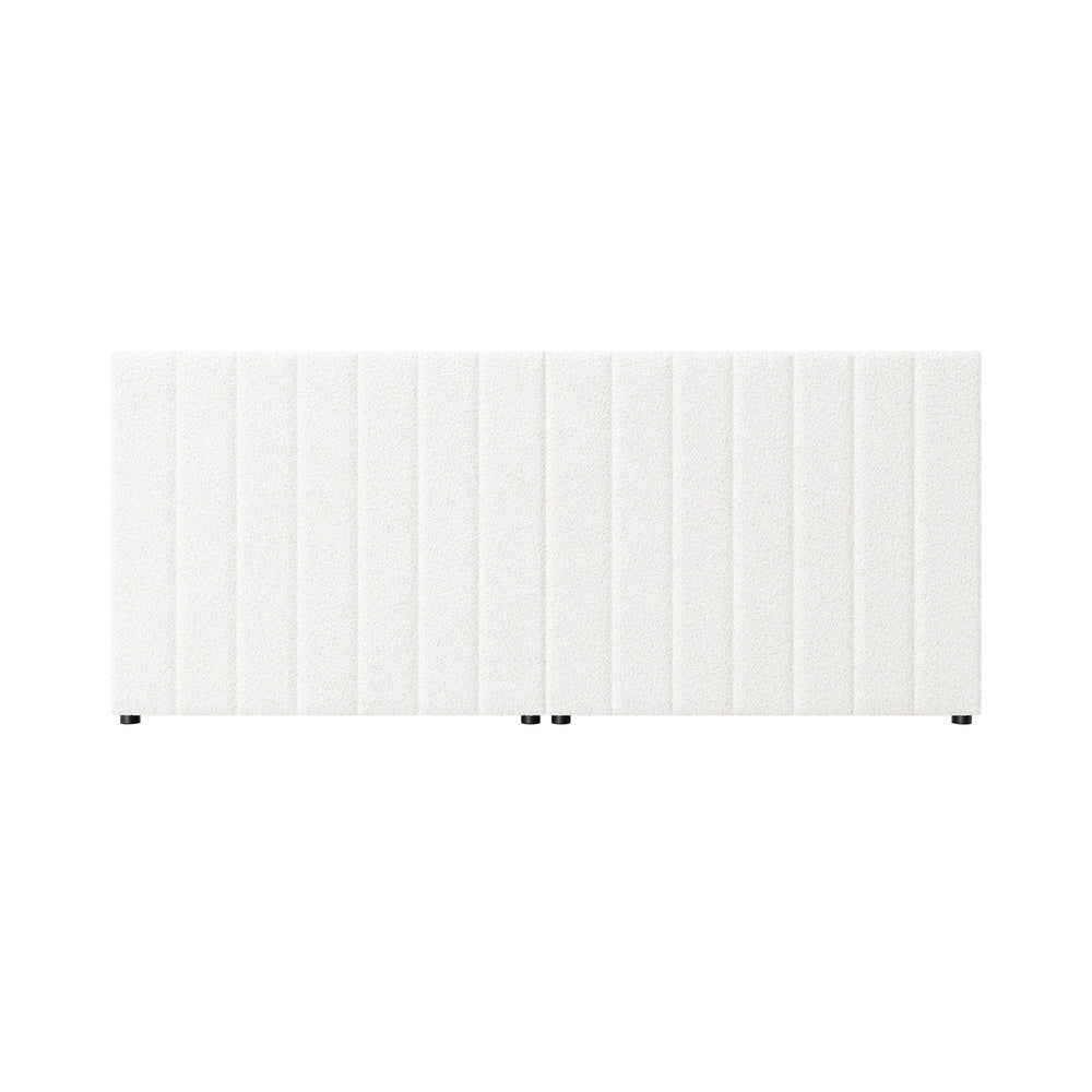 Bed Frame Headboard Double Queen King White Boucle