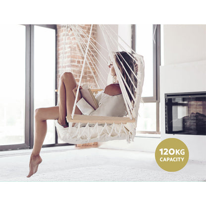 Hammock Chair Hanging With Armrest Camping Hammocks Cream