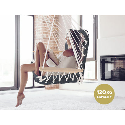 Hammock Chair Hanging With Armrest Camping Hammocks Grey