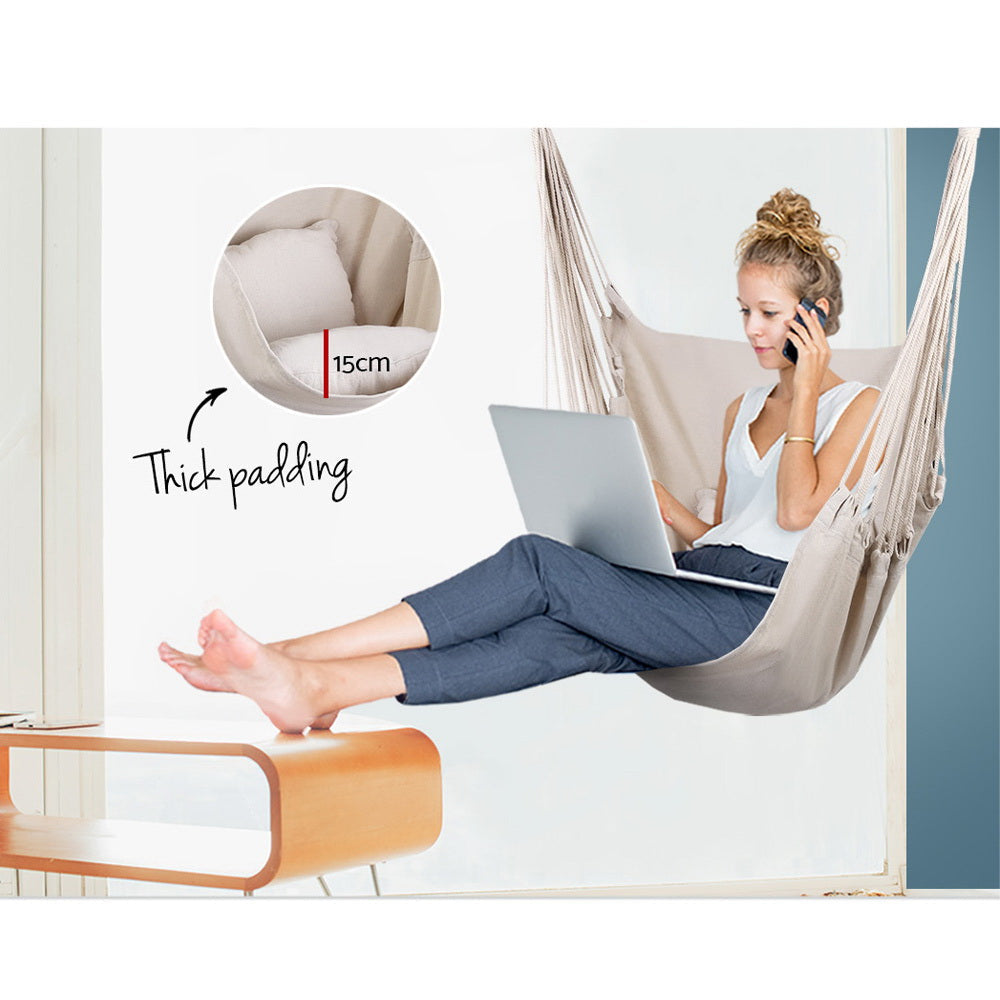Hammock Chair Outdoor Camping Hanging Hammocks Cushion Pillow