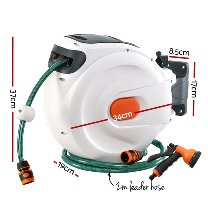 Water Hose Reel 20M Retractable Garden Spray Gun Auto Rewind