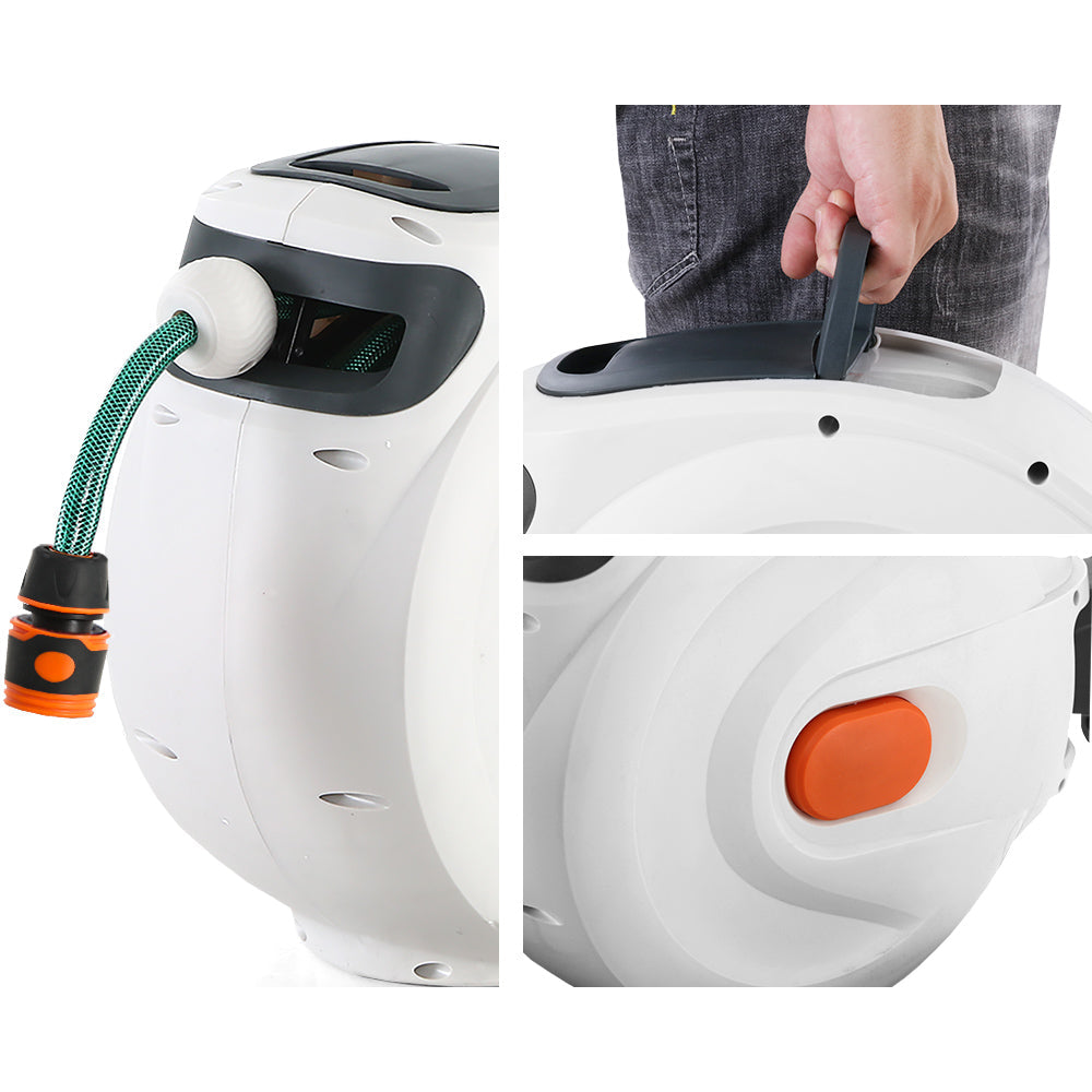 Water Hose Reel 20M Retractable Garden Spray Gun Auto Rewind