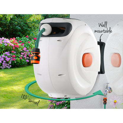 Water Hose Reel 20M Retractable Garden Spray Gun Auto Rewind