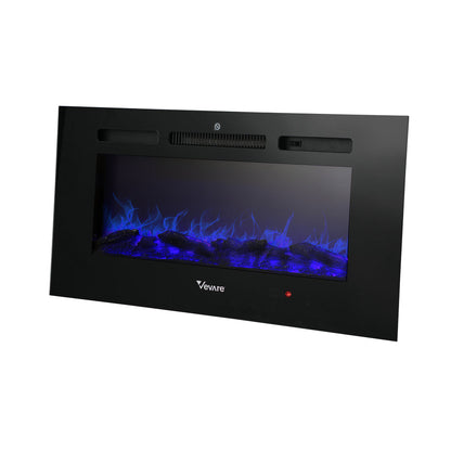 Vevare Electric Fireplace Heater Wall Mounted 3D Flame Effect 2000W