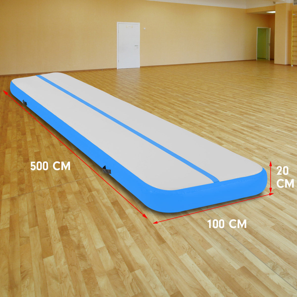 5m Airtrack Tumbling Mat Gymnastics Exercise 20cm Air Track - Blue