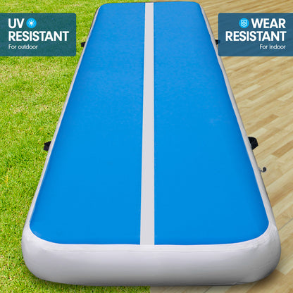 5m Airtrack Tumbling Mat Gymnastics Exercise 20cm Air Track Blue White