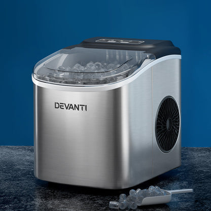 12kg Self-Cleaning Ice Maker Machine in Chic White/Black