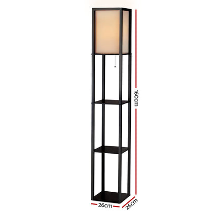 Floor Lamp 3 Tier Shelf Shelf Storage Led Light Stand Home Room Vintage Black