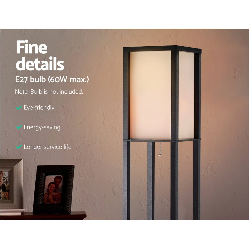 Floor Lamp 3 Tier Shelf Shelf Storage Led Light Stand Home Room Vintage Black
