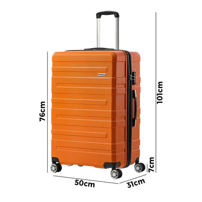 28" Luggage Suitcase Trolley Set TSA Lock Hard Case Magenta & Orange