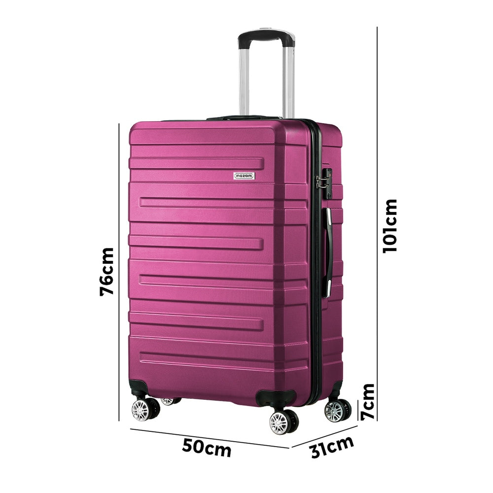 28" Luggage Suitcase Trolley Set TSA Lock Hard Case Magenta & Orange
