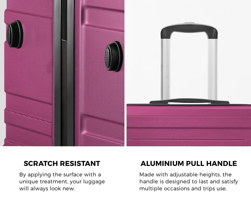 28" Luggage Suitcase Trolley Set TSA Lock Hard Case Magenta & Orange