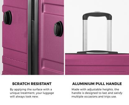 28" Luggage Suitcase Trolley Set TSA Lock Hard Case Magenta & Orange