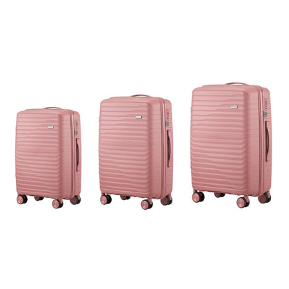 3PCS Luggage Suitcase Set TSA Lock Black/Green/Pink PP Case