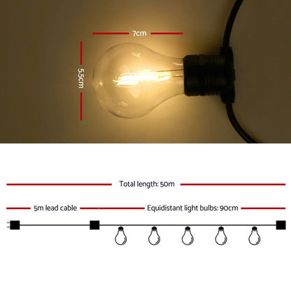 50M Led Festoon String Lights For Christmas Decor