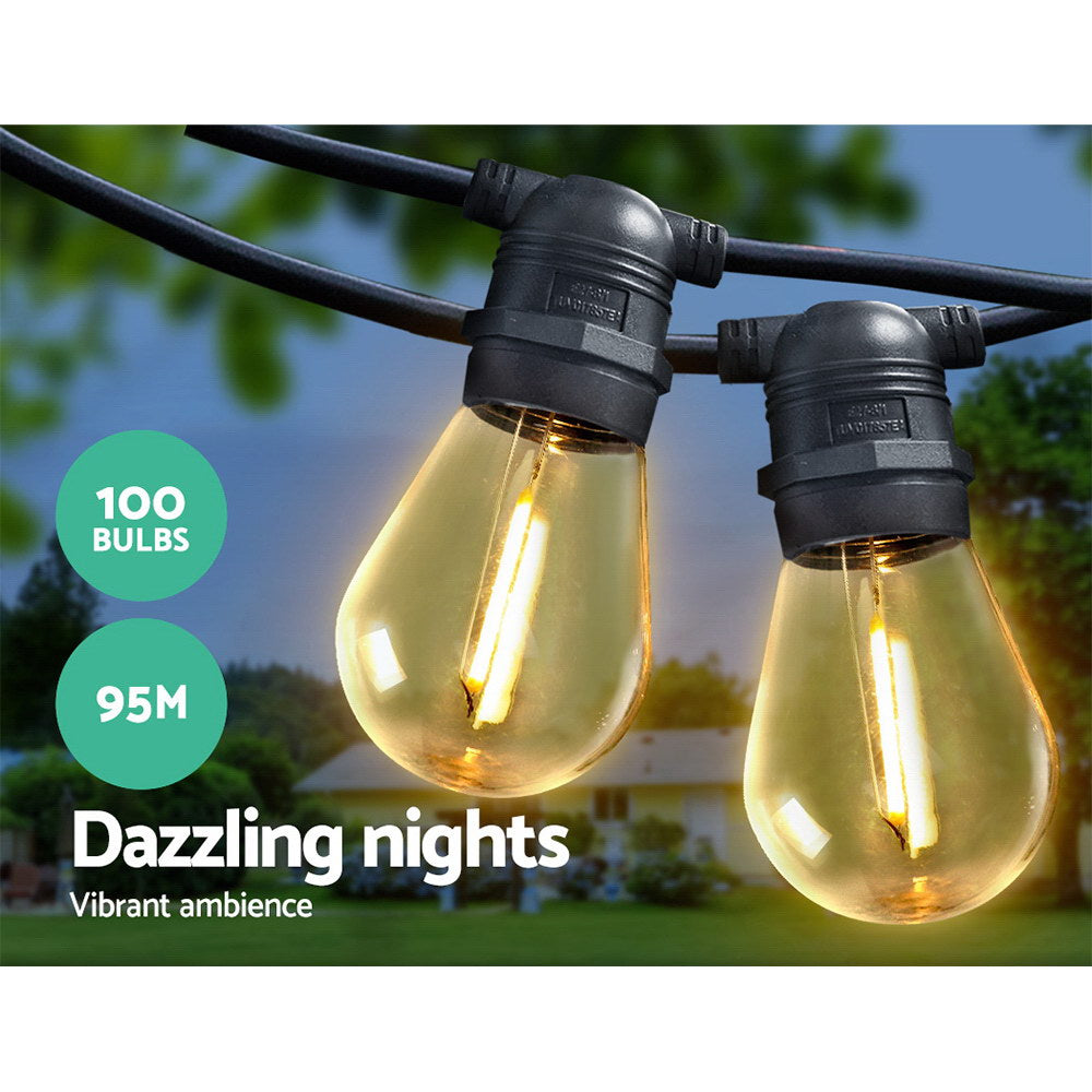 95M Led Festoon String Lights Christmas Wedding Party Outdoor