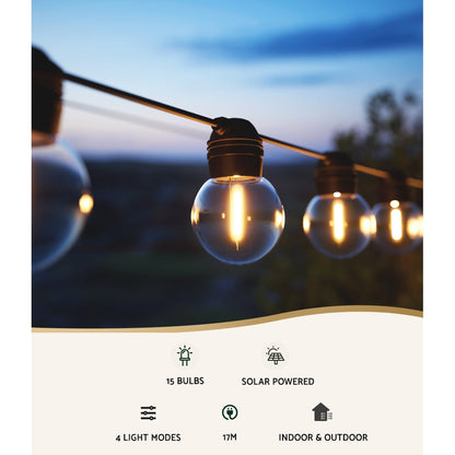 17M Solar Festoon Lights Led Christmas Wedding Decor (2 Pack)