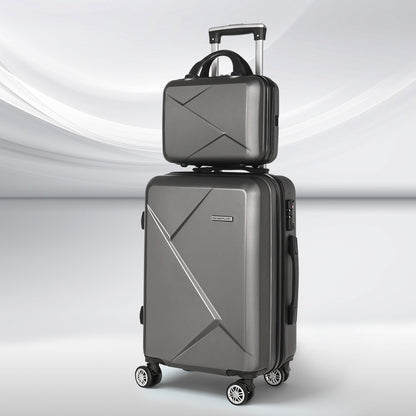 2Set 20 Inch Luggage Case with 12 Inch Handheld Luggage Box Hard Shell Travel Suitcase TSA Lock Dark Grey