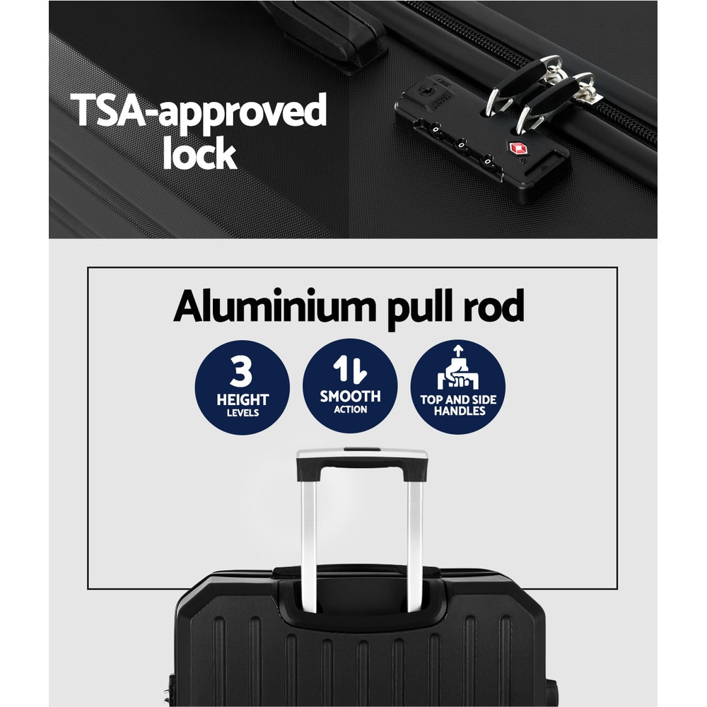 28-inch TSA Lock Hard Shell Luggage Set - Black