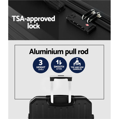 28-inch TSA Lock Hard Shell Luggage Set - Black