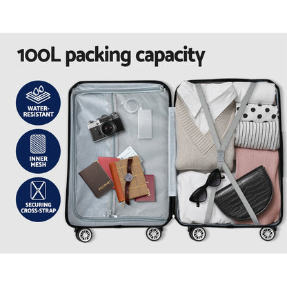 28-inch TSA Lock Hard Shell Luggage Set - Black