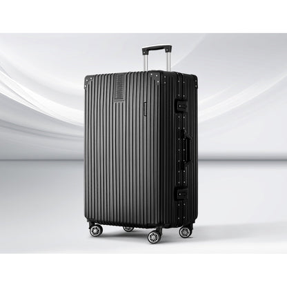 28 Inch Luggage with TSA Lock Stainless�Steel�Wrapped�Corners Hard Shell Travel Suitcase Luggage Case Black