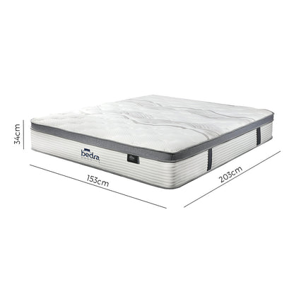 Queen 34cm 7 Zone Mattress Euro Top Bed Mattress Pocket Spring Medium Firm