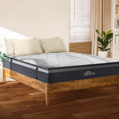 H&L 36cm King Mattress Breathable Euro Top Natural Latex Foam 7 zone