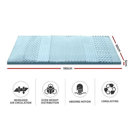 Memory Foam Mattress Topper 7-Zone 5Cm Single